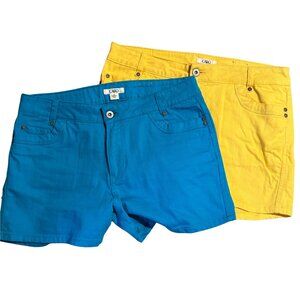 Cato Size 10 Shorts Bundle Yellow & Turquoise Stretch Cotton Summer Shorts